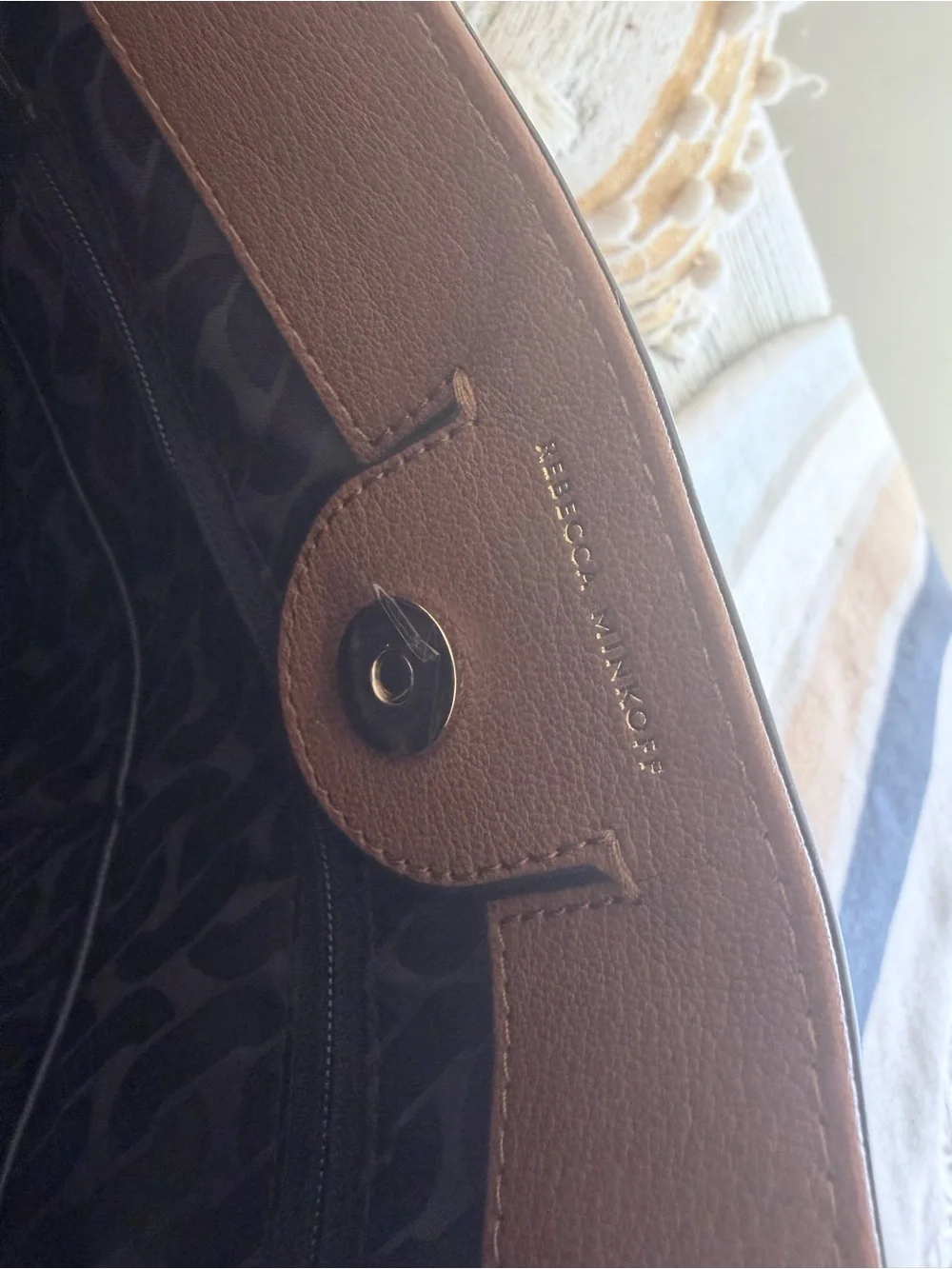 Rebecca Minkoff Cognac Leather Shoulder Bag with Gold Hardware